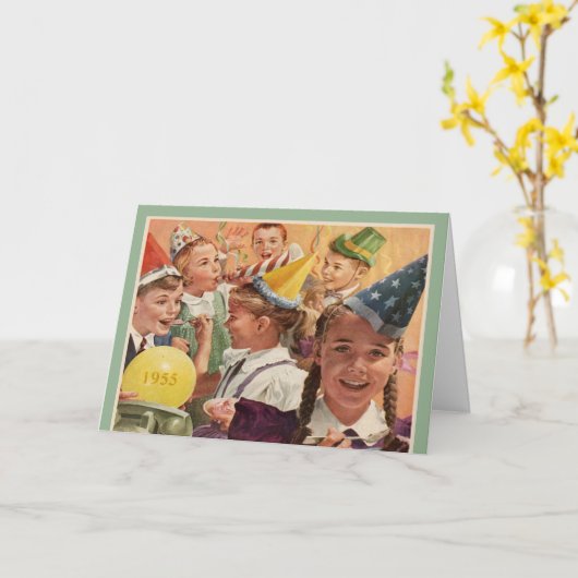 レトロの第60誕生会の1955年の幼年期の記憶 カード (黄色い花)