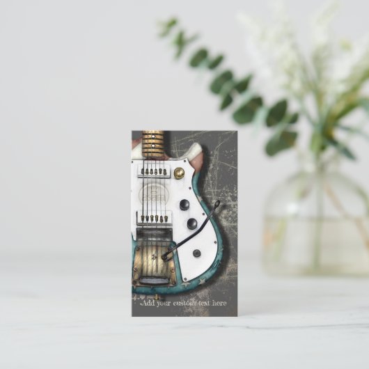 レトロの米国旗のエレキギター 名刺 (スタンド正面)