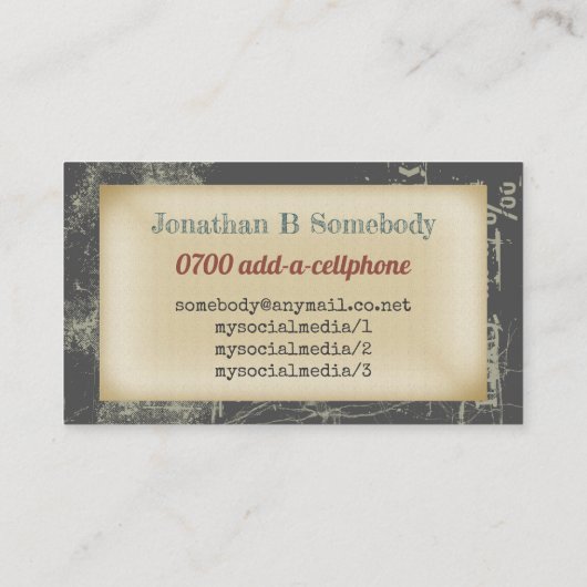 レトロの米国旗のエレキギター 名刺 (裏面)