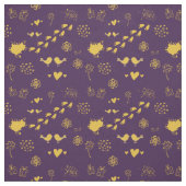 レトロの紫と黄色の鳥の模様や点 ファブリック (見本)