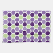 レトロの紫色および緑の円の台所タオル キッチンタオル (横)