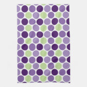 レトロの紫色および緑の円の台所タオル キッチンタオル (縦)