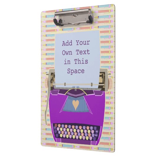 レトロの紫色のタイプライターの世紀半ばのモダンのカスタム クリップボード (左)
