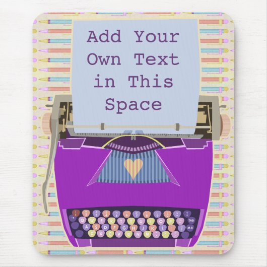 レトロの紫色のタイプライターの世紀半ばのモダンのカスタム マウスパッド (正面)