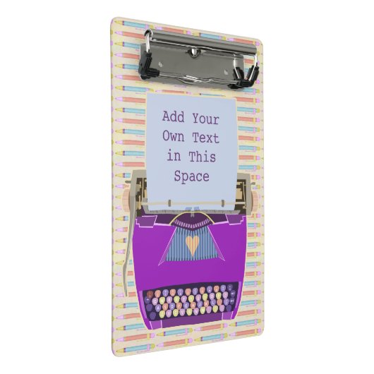 レトロの紫色のタイプライターの世紀半ばのモダンのカスタム ミニクリップボード (アングル)