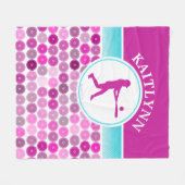 レトロの紫色はソフトボールの女の子を一周します フリースブランケット (正面(横))