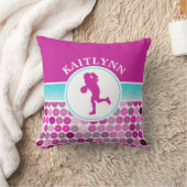 レトロの紫色はバスケットボールの女の子を一周します クッション (ブランケット)