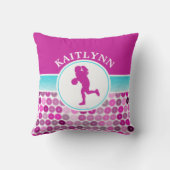 レトロの紫色はバスケットボールの女の子を一周します クッション (裏面)