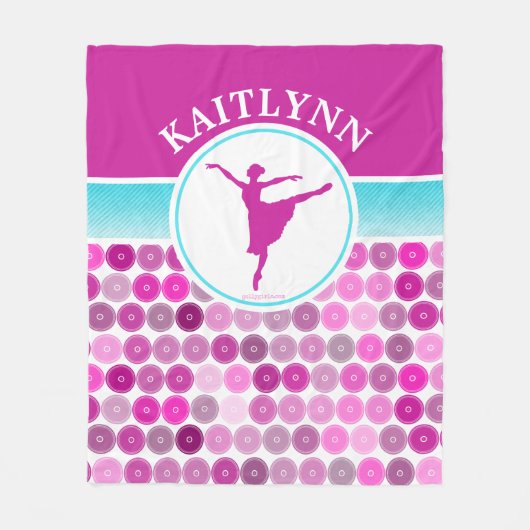 レトロの紫色はバレエダンサーの女の子を一周します フリースブランケット (正面)