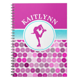 レトロの紫色はフィギュアスケート選手の女の子を一周します ノートブック