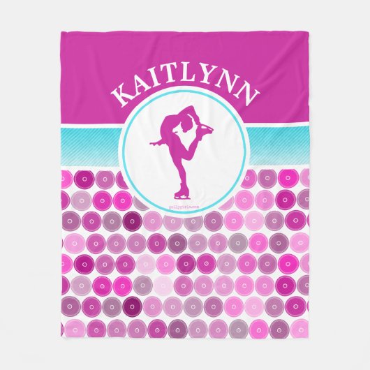 レトロの紫色はフィギュアスケート選手の女の子を一周します フリースブランケット (正面)