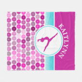 レトロの紫色は体操の女の子を一周します フリースブランケット (正面(横))