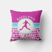 レトロの紫色は女の子のサッカーの女の子を一周します クッション (裏面)