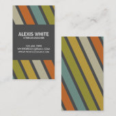 レトロの細い縦縞-スタイル1 名刺 (正面/裏面)