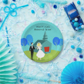 レトロの結婚式のカップルのリハーサルの夕食の紙皿 ペーパープレート (パーティー)