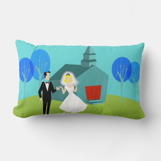 レトロの結婚式のカップルのLumbarの枕 ランバークッション (正面)