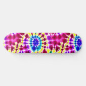 レトロの絞り染めピンクス、ブルース、イエロー スケートボード (横)