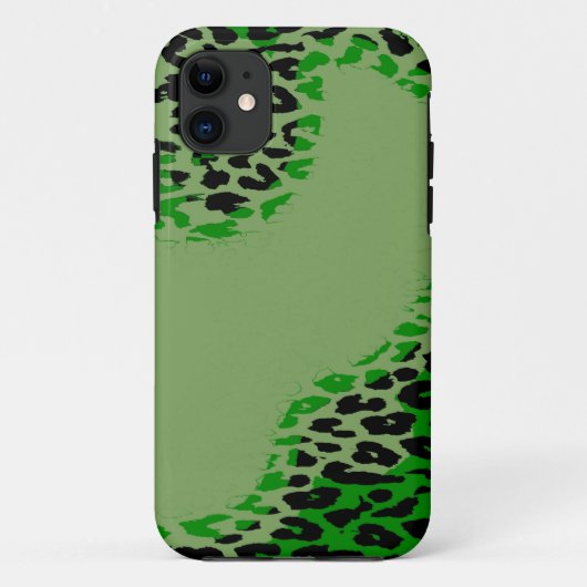 レトロの緑と黒のヒョウのプリントライム Case-Mate iPhoneケース (裏面)