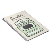 レトロの緑のストーブのレシピのノート ノートブック (右側)