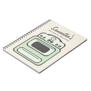 レトロの緑のストーブのレシピのノート ノートブック