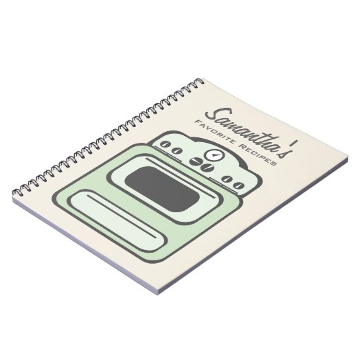 レトロの緑のストーブのレシピのノート ノートブック (左側)