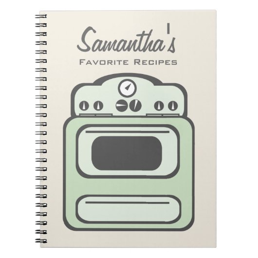 レトロの緑のストーブのレシピのノート ノートブック (正面)
