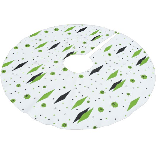 レトロの緑のダイヤモンド及びスターバストの木のスカート ブラッシュドポリエステルツリースカート (アングル)