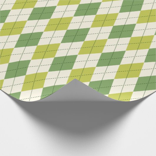 レトロの緑の幾何学的でアーガイル柄のなパターン ラッピングペーパー (角)