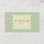 レトロの緑及びメロンの水玉模様の名刺 名刺 (裏面)