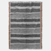 レトロの編まれた白黒ストライブ柄パターン スローブランケット (正面縦)