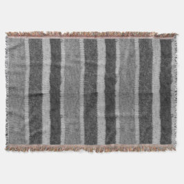 レトロの編まれた白黒ストライブ柄パターン スローブランケット