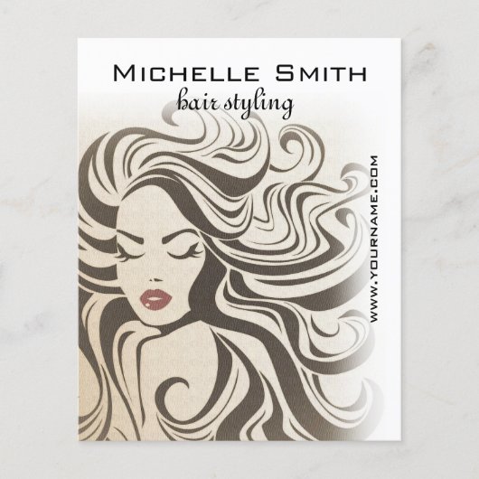 レトロの縮れ毛のヘアスタイリングブランディング チラシ (正面)