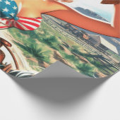 レトロの美しい女性のカーボーイのピンアップ ラッピングペーパー (角)