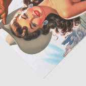 レトロの美しい女性のカーボーイのピンアップ 薄葉紙 (詳細)