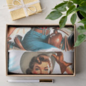 レトロの美しい女性のカーボーイのピンアップ 薄葉紙 (ギフト)