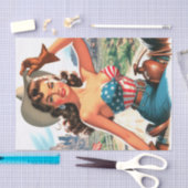 レトロの美しい女性のカーボーイのピンアップ 薄葉紙 (クラフト)