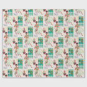 レトロの考えクリスマスのパーティーラップ ラッピングペーパー (フラット)