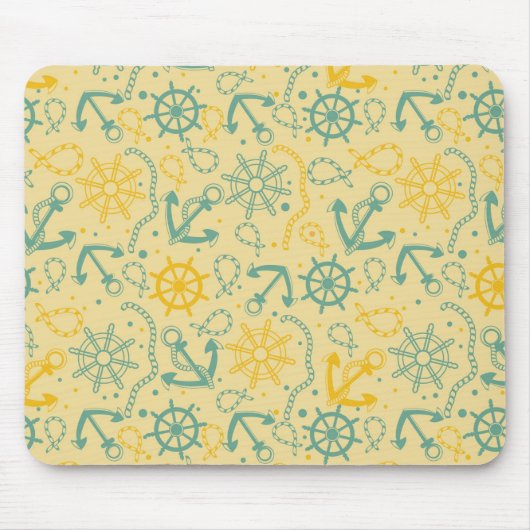 レトロの背景(いかり、ロープ) マウスパッド (正面)