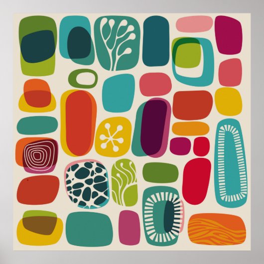 レトロの背景，イラストmid,モダンcentury,p ポスター (正面)