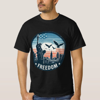 レトロの自由：自由とイーグルの像 Tシャツ