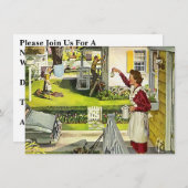 レトロの自警団の社会的な会合の招待状 招待状 (正面/裏面)