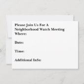 レトロの自警団の社会的な会合の招待状 招待状 (裏面)