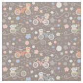 レトロの自転車および花 ファブリック (クローズアップ)