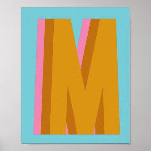 レトロの色とレタリングの文字'M' ポスター
