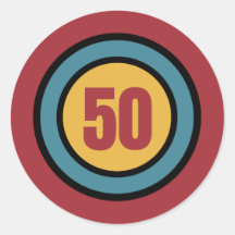 レトロの色と円50番目の誕生日招待状