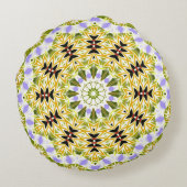 レトロの色の円マンダラ緑の色の丸カル ラウンドクッション (裏面)