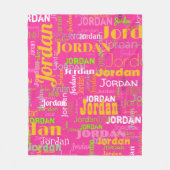 レトロの色の繰り返し名前ピンクオレンジ緑 フリースブランケット (正面)