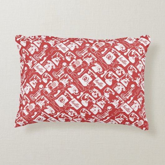 レトロの色の電話パターン アクセントクッション (裏面)