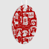 レトロの色の電話パターン オーナメント (正面)