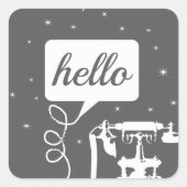 レトロの色の電話パターン スクエアシール (正面)